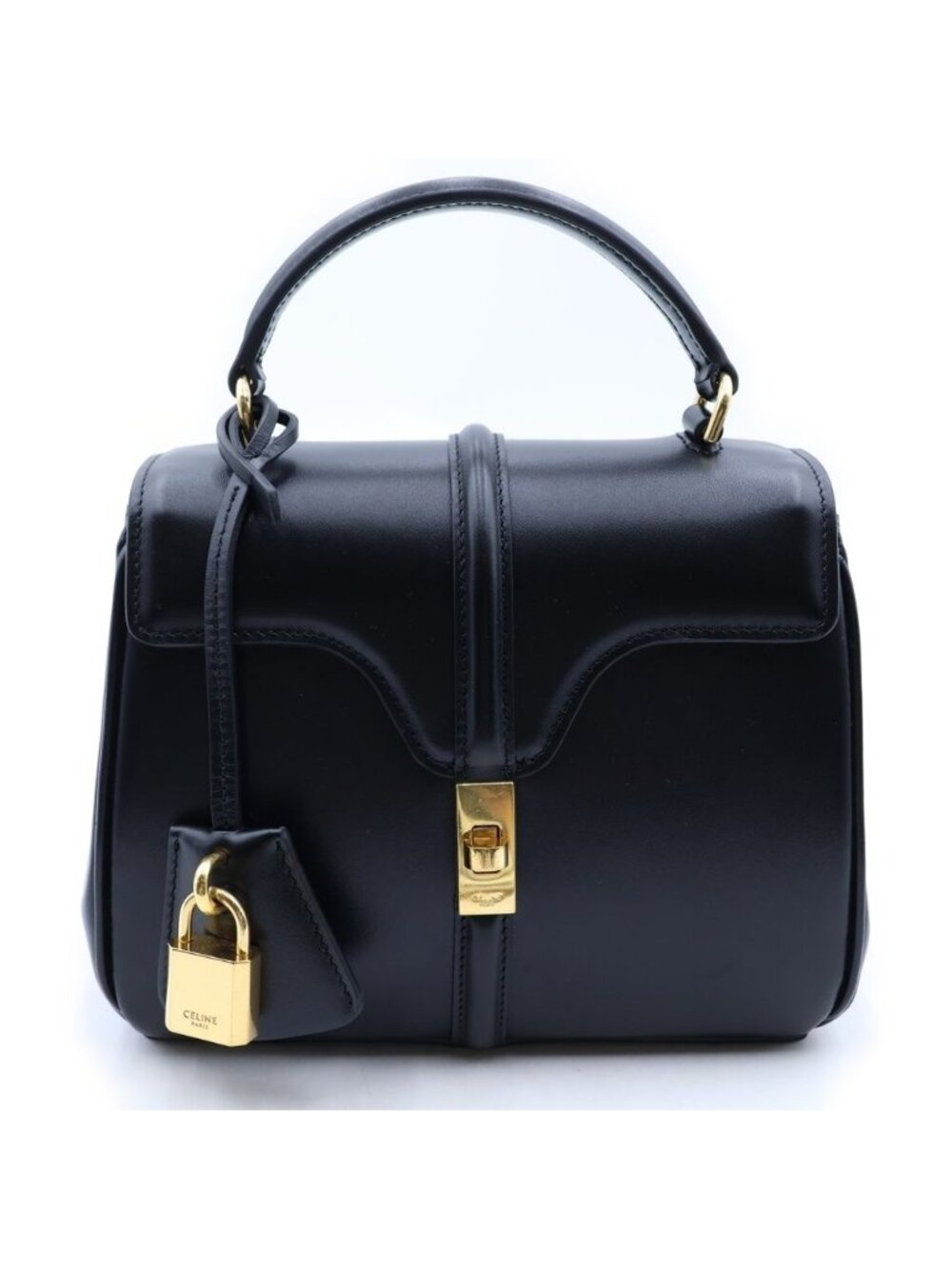 Celine Mini 16 Seize Handbag 2-Way Shoulder Leather Black